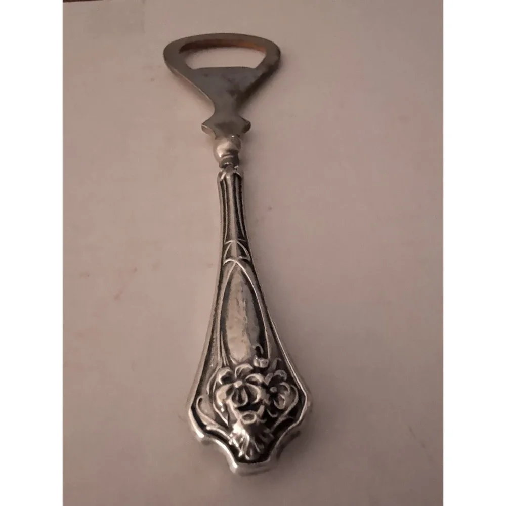 Antique Marked Sterling Silver Floral Decorations Flatware Bottle Opener 2-6-94